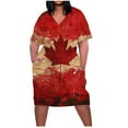 thumbnail image 2 of Viikei Women's Plus Size Maxi Dress,Plus Size Dress for Women V Neck Summer Printing Sundresses Knee Short Sleeve with Pockets Red XXXL, 2 of 5