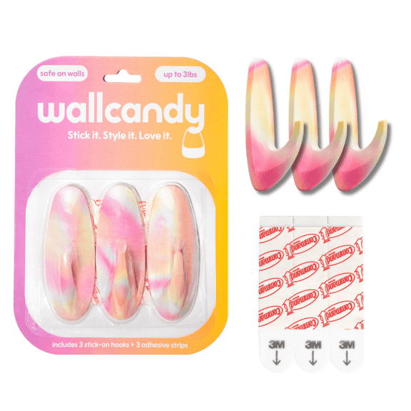WallCandy Ombre Stick-On Wall Hooks with 3M Command Strips | 3 Pack