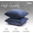 thumbnail image 5 of Cheer Collection Velour Throw Pillows - Set of 2 Decorative Couch Pillows - 18" x 18" - Navy Navy Blue 18" x 18" (Set of 2), 5 of 8