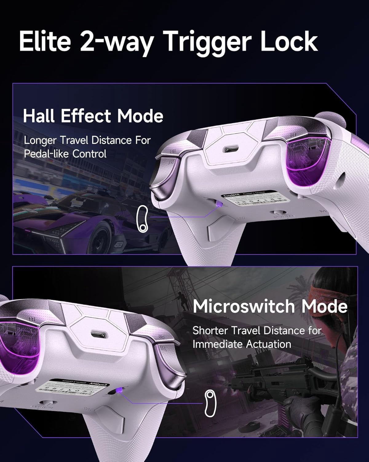 EasySMX D10 Wireless Bluetooth Controller, Pro PC Gamepad with TMR Joystick, Dual-Mode Triggers, Mechanical Buttons and RGB Lighting, Compatible with PC/Switch/Android/iOS