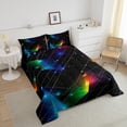 thumbnail image 4 of Neon Lights Comforter Set Geometric Stripe Bedding Set Colourful Decor Down Comforter Modern Abstract Bed Set For Kids Boys Girls Teens, 4 of 7