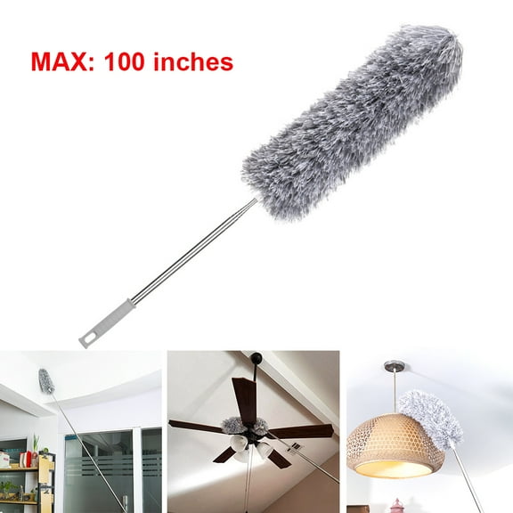 FunChaos Microfiber Feather Duster, Retractable Gap Dust Cleaner with Extension Pole, Flexible and Washable Cleaning Tool, Duster for Cleaning Ceiling Fan, High Ceiling, Blinds, Furniture