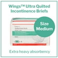thumbnail image 3 of Wings Ultra Quilted Adult Incontinence Briefs, Extra Heavy Absorbency, Medium, 12 Count, 1 Pack, 3 of 8