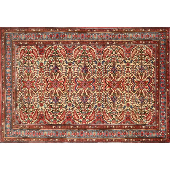 Ahgly Company Indoor Rectangle Traditional Red Persian Area Rugs, 7' x 9'
