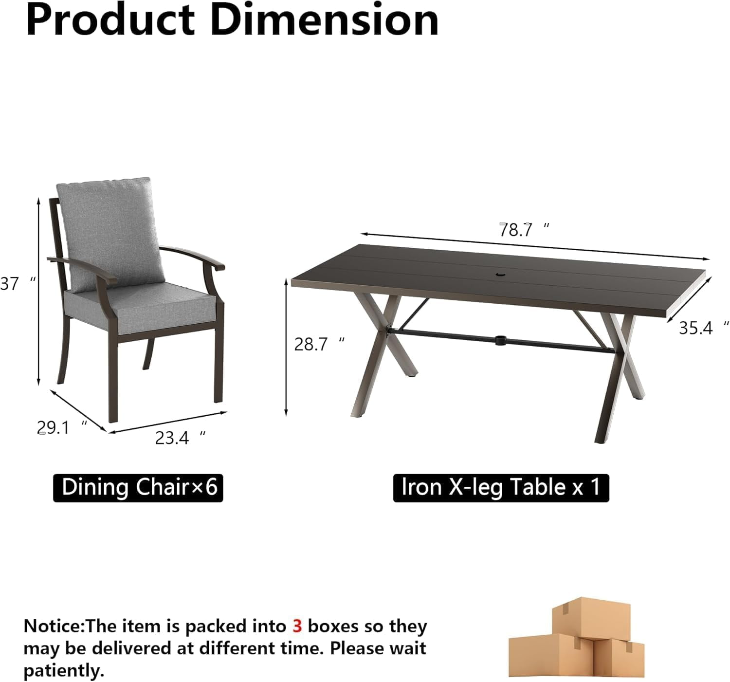 ALAULM Dining Table for 6 People, 78.7-Inch Rectangular Metal Dining Table, Modern Dining Table with Heavy Duty Metal Legs for Patio (Black)