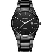 CURREN Men's Watches Classic Black/Silver Steel Band Quartz Analog Wrist Watch with Date for Man 