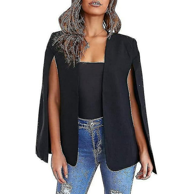 SAILING Chaqueta tipo capa para mujer, chaqueta informal con frente abierto y manga dividida