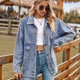 thumbnail image 5 of Women'S Button-Down Vintage Ripped Blue Denim Jacket XXL, 5 of 8