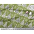 thumbnail image 3 of Soimoi Green Japan Crepe Satin Fabric Stripe,Bird & Tree Christmas Print Fabric by the Yard 42 Inch Wide, 3 of 3