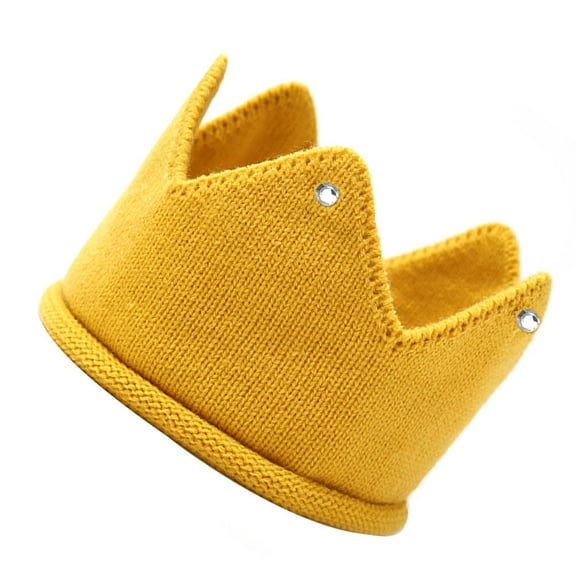 FELTECHELECTR 1Pack Knitted Crown Hat for Baby Girls Warmth Acrylic Fabric 7.9x3.9in