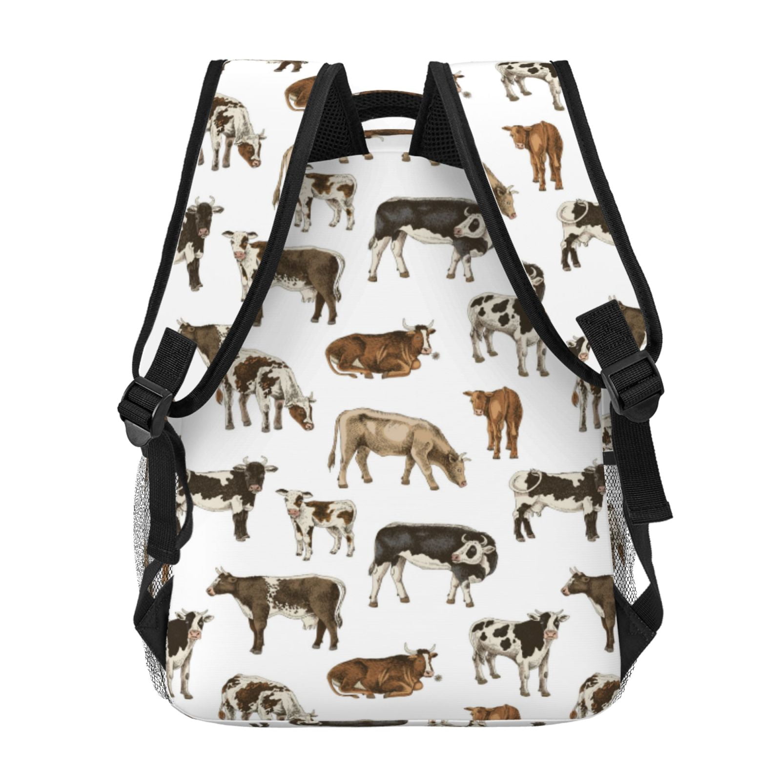 Horeoi Cow Print Eco-Friendly Lightweight Student Backpack for School Travel - Ergonomic Padded Laptop Compartment & Multi-Pocket Design