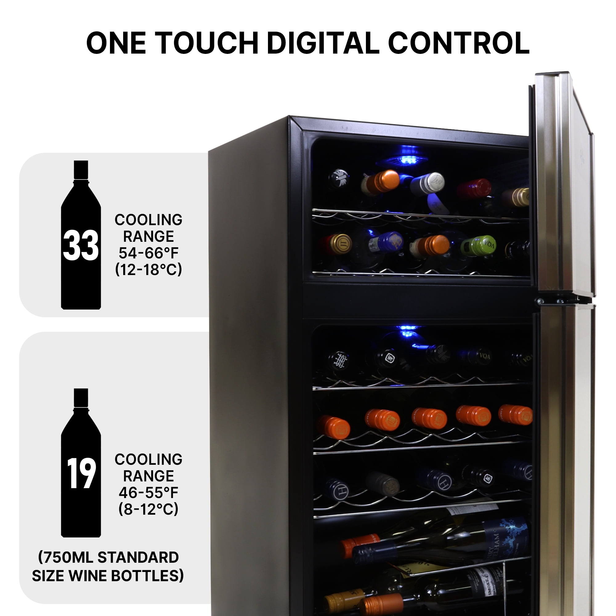 Koolatron 29 Bottle Dual Zone Wine Cooler Freestanding Wine Fridge