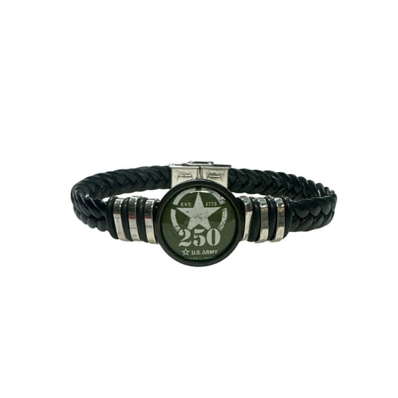 Limited Edition Army 250th Anniversary Unisex Black Braided Leather Bracelet - |Made in the USA |Officially Licensed