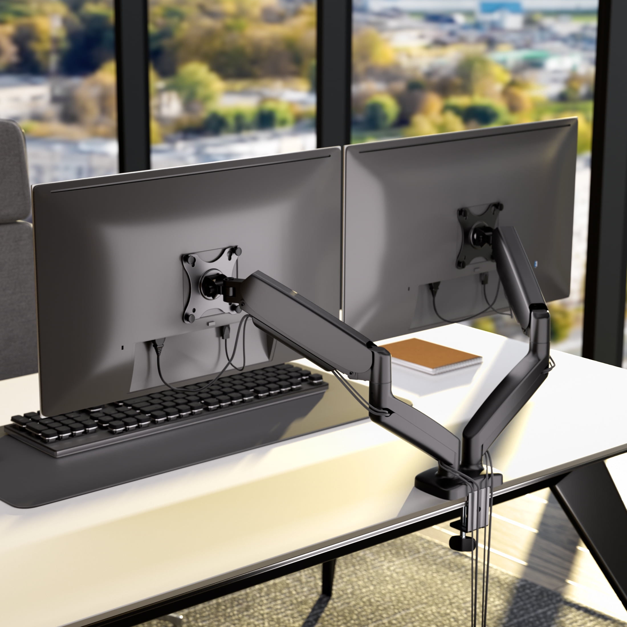 Dual Monitor Desk Mount with Gas Spring Arms