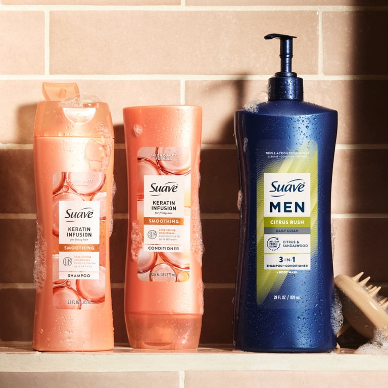 Suave Men Citrus Rush 3-in-1 Shampoo, Conditioner & Body Wash - 28 Oz With Keratin & Glycerin 5 thumbnail image