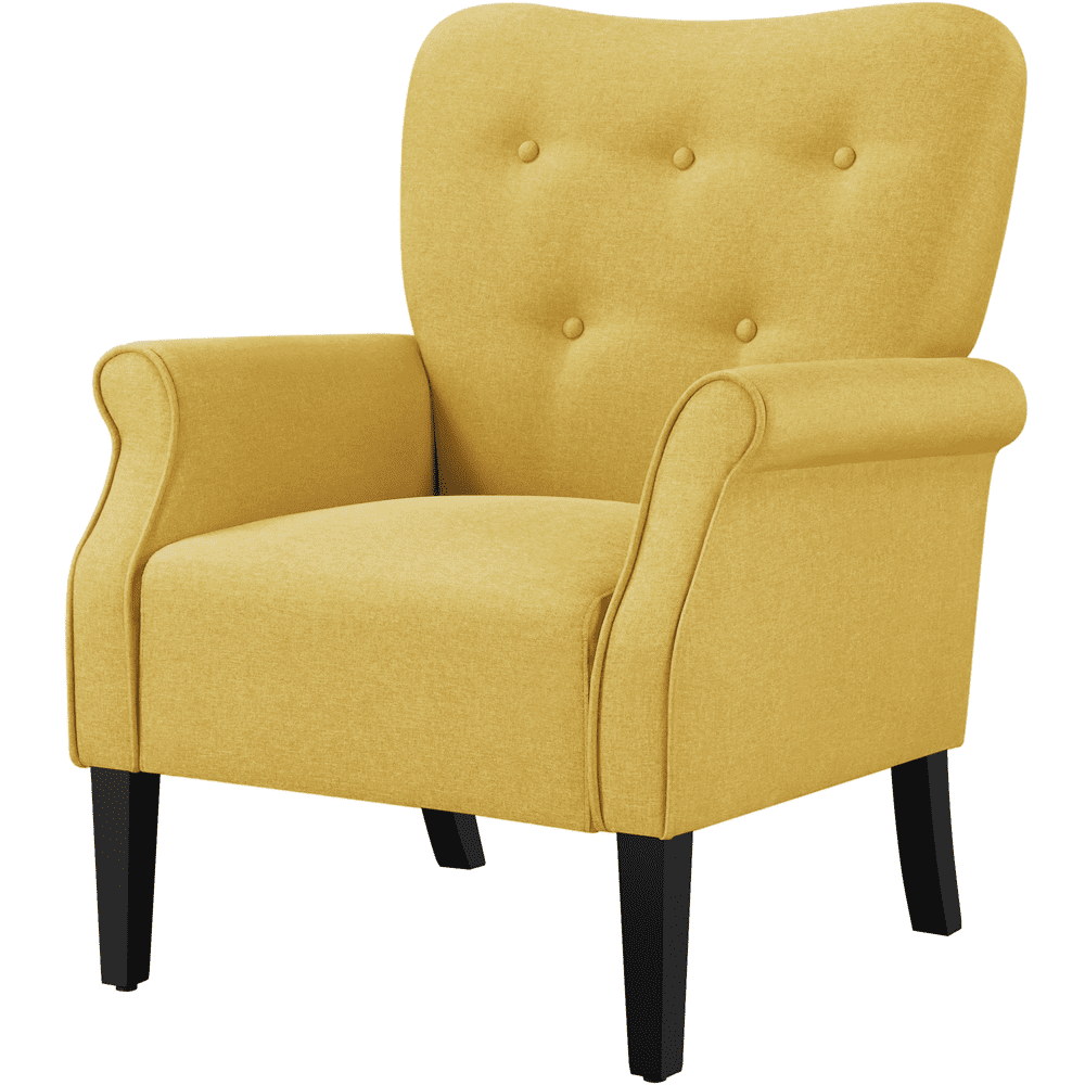 Topeakmart Modern Upholstered Accent Chair With Roll Arm & Wooden Leg ...