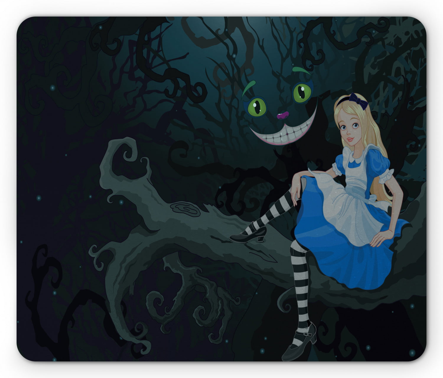 Alice in Wonderland Mouse Pad, Alice Sitting on Branch and Chescire Cat ...