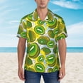 thumbnail image 2 of Kll Men'S Hawaiian Shirt Short Sleeve Button Down Beach Shirts-Watercolor Kiwi Fruits Summer, 2 of 7