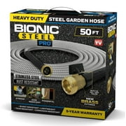 Bionic Steel PRO Garden Hose - 304 Stainless Steel Metal Garden Hose, Heavy Duty Lightweight, Kink-Free, and Stronger Than Ever with Brass Fittings and On/Off Valve, 2019 Model
