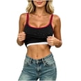 thumbnail image 4 of PNTUTB Tank Top for Women Round-Neck Spaghetti-Strap Camisoles Fashion Solid-Color Rhinestone-Embellished Slim Sleeveless Top with Padded Cups, 4 of 6