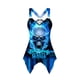 thumbnail image 3 of Rose & Skull Print Dress, Gothic Sleeveless Asymmetrical Hem Dress, Women's Clothing, 3 of 5