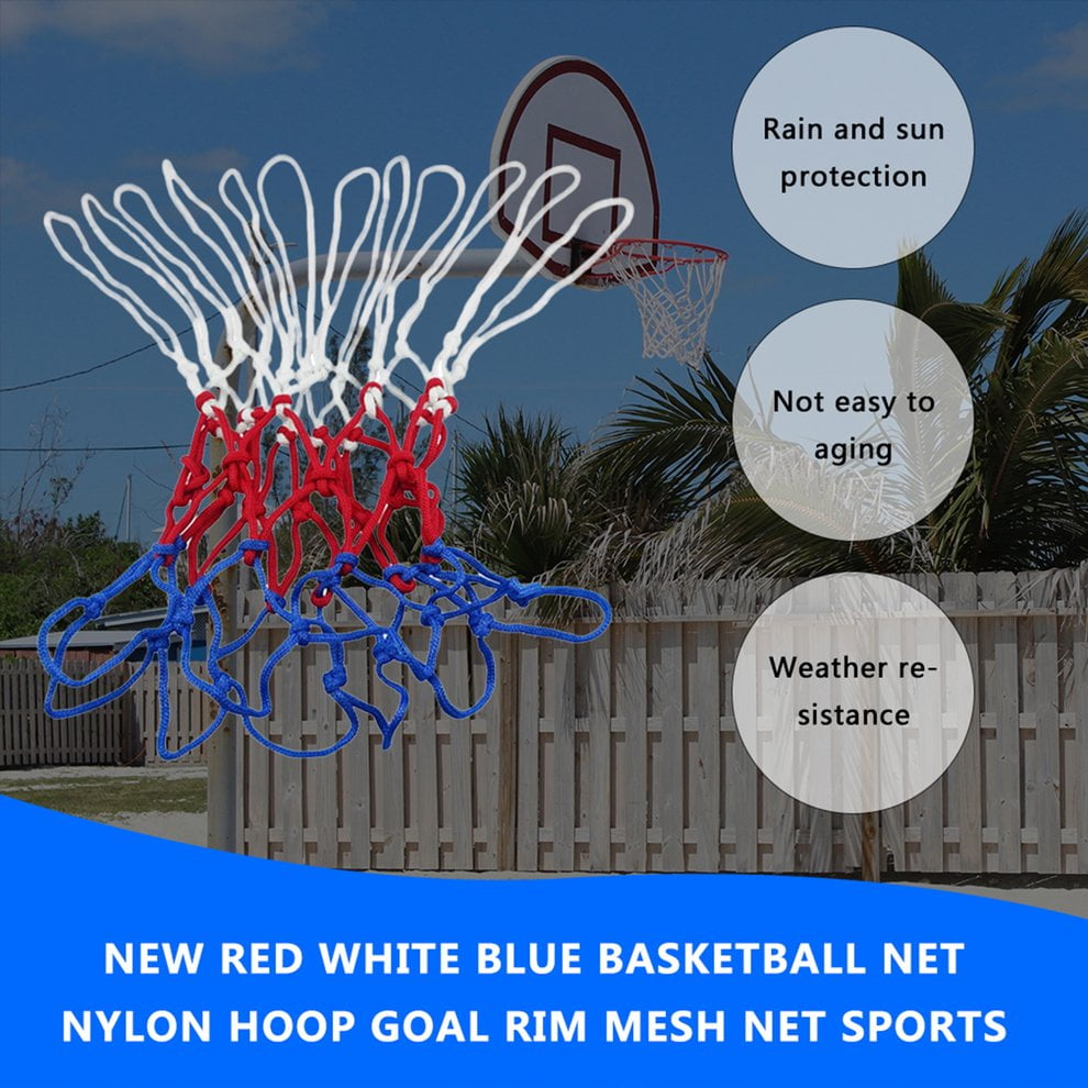 New Red White Blue Basketball Net Nylon Hoop Goal Rim Mesh Net Sports