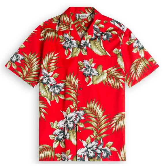 Orchids Red Hawaiian Shirt, Summer Aloha Beach Shirt, Unisex Button Down Short Sleeve Shirts, Summer Shirt, Family Hawaiian Shirt