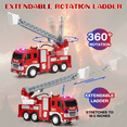 Boy Fire Truck Toy, Children Fire Truck Model, Children Water-Spraying Toy Fire Truck with Simulated Sound and Light, Retractable Rescue Ladder Firetruck Toy, Fire Trucks for Boys Age 4-7