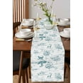 thumbnail image 4 of Ldtrchee Teal Country Table Runner 72 Inches, Abstract Farmhouse Rustic Tree Animals Bed Runner Dresser Scarves Tabletop for Indoor Outdoor Parties/Ceremony/Banquet, 14" x 72", 4 of 8