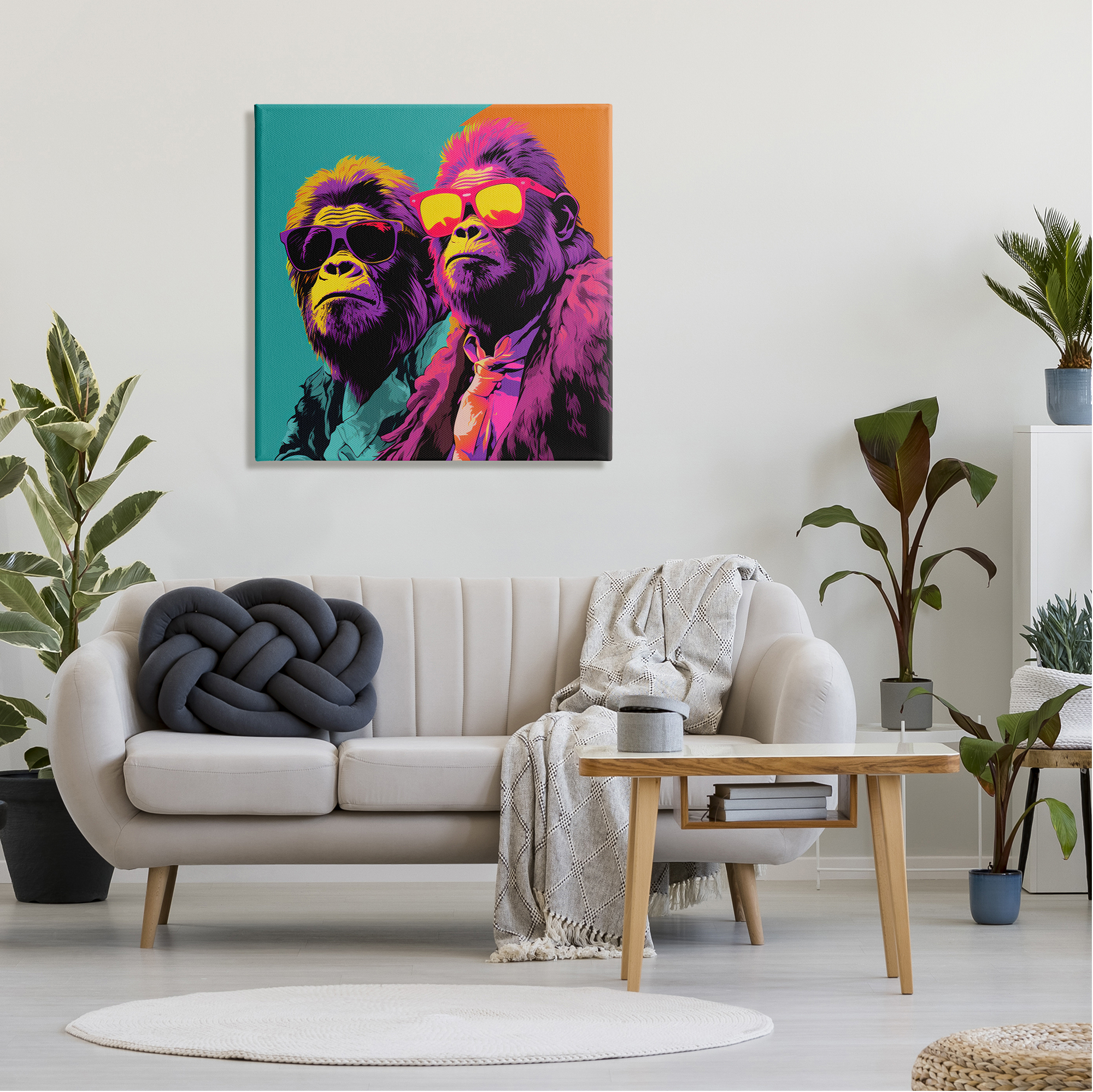 Stupell Industries Pop Style Gorilla Duo Animals & Insects Painting Gallery Wrapped Canvas Art Print Wall Art, 30 x 30