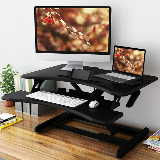 Office Sit Stand Desks Fits 2, How Big A Desk For 2 Monitors