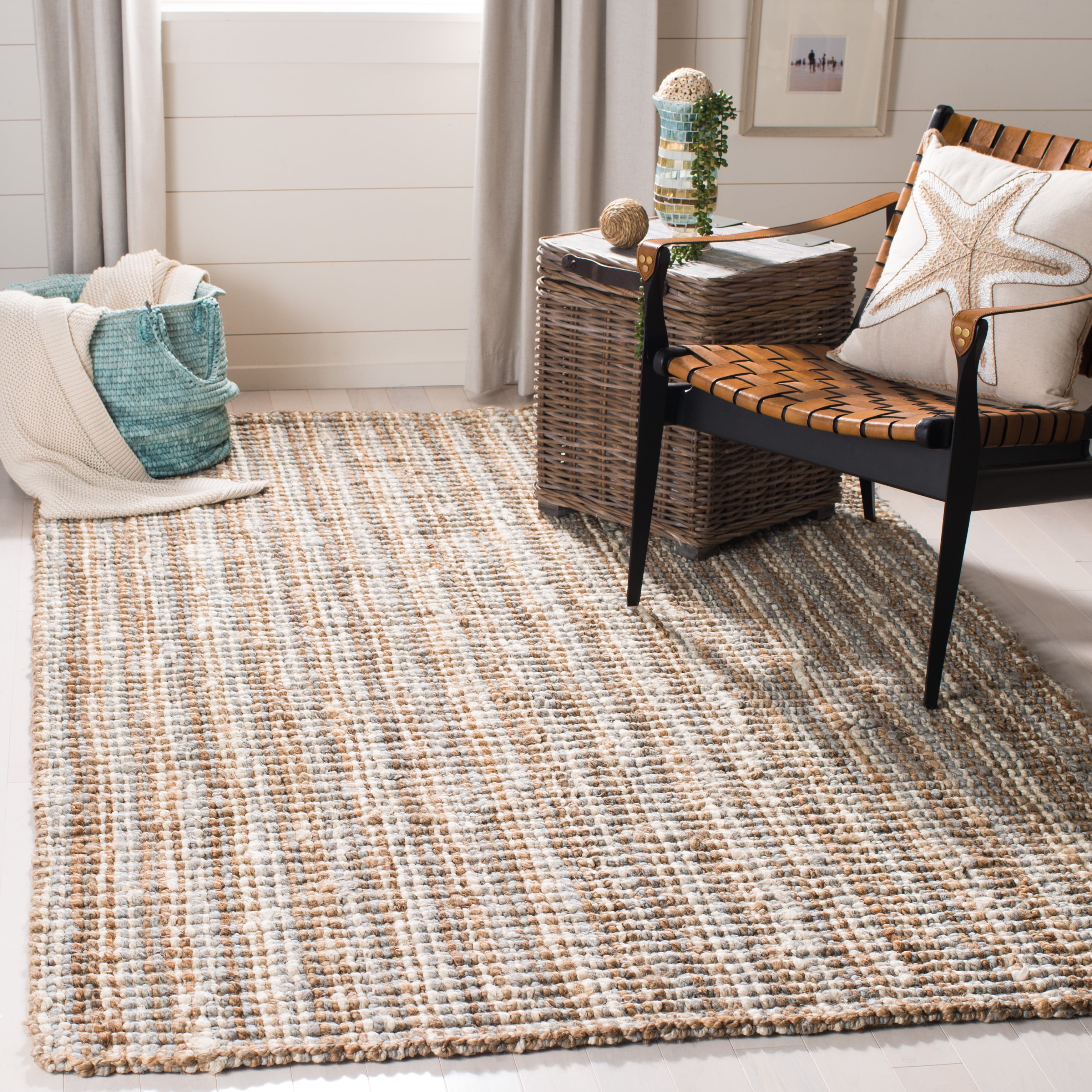 Safavieh Natural Fiber Levi Solid Area Rug, Gray/Natural, 6' x 8'