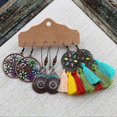 thumbnail image 5 of Farfi - Juego de 3 pares de pendientes colgantes con borlas, regalo de joyería, aleación, bohemio, geométrico, gancho para la oreja para mujer, 1686, 5 of 5