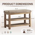 thumbnail image 2 of 31.5-Inch 2-Tier Solid Wood Shoe Rack Bench with Cushion, Mid-Century Modern Shoe Storage Bench for Entryway, Brown, 2 of 8