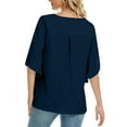 thumbnail image 3 of HAiming Summer Tops for Womens Dressy Trendy Split Ruffle 3/4 Sleeve V Neck Blouses Flowy Loose Casual Tunic Shirts, 3 of 7