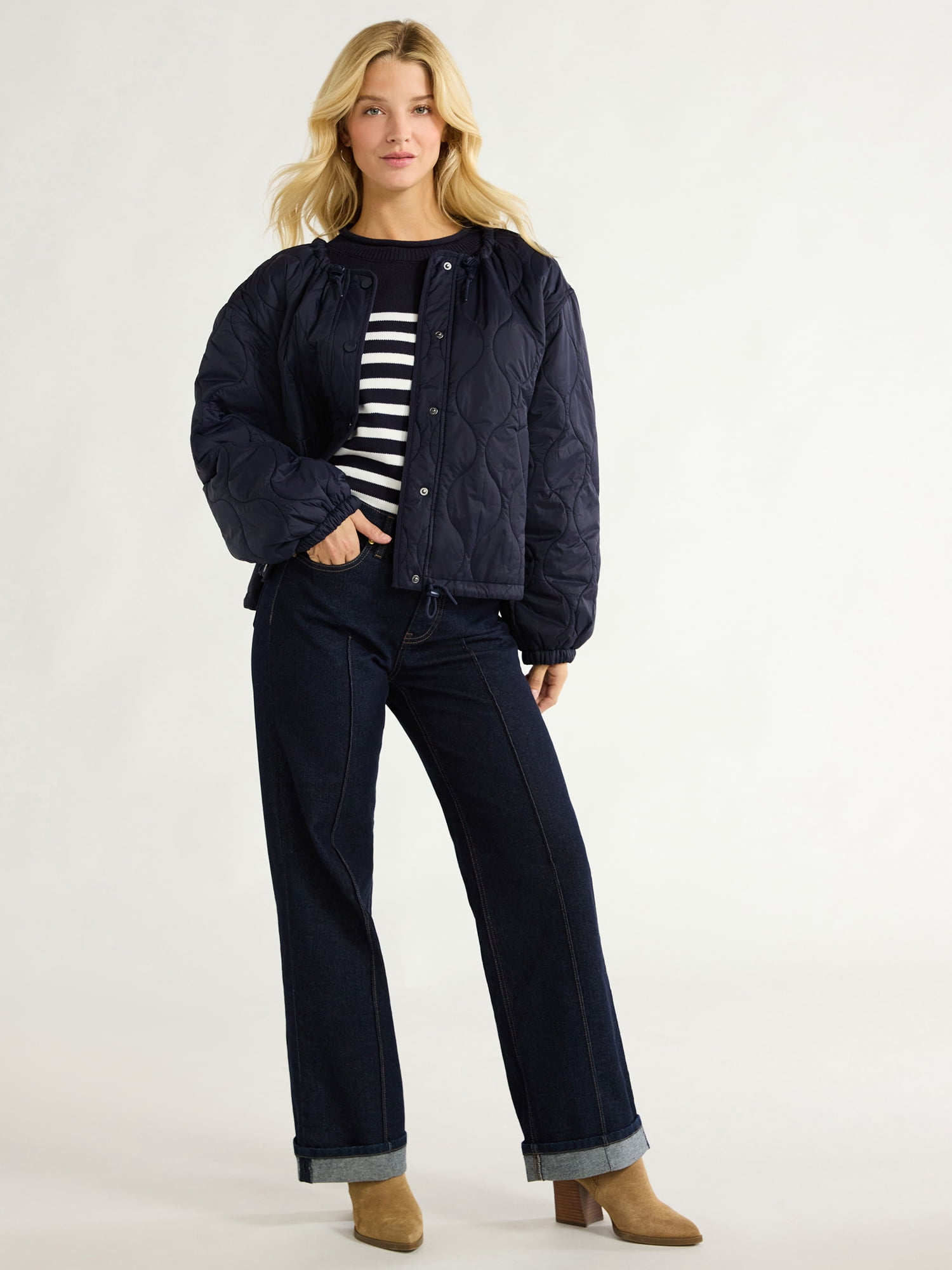 Free Assembly Women's Quilted Parachute Jacket, XS-XXL