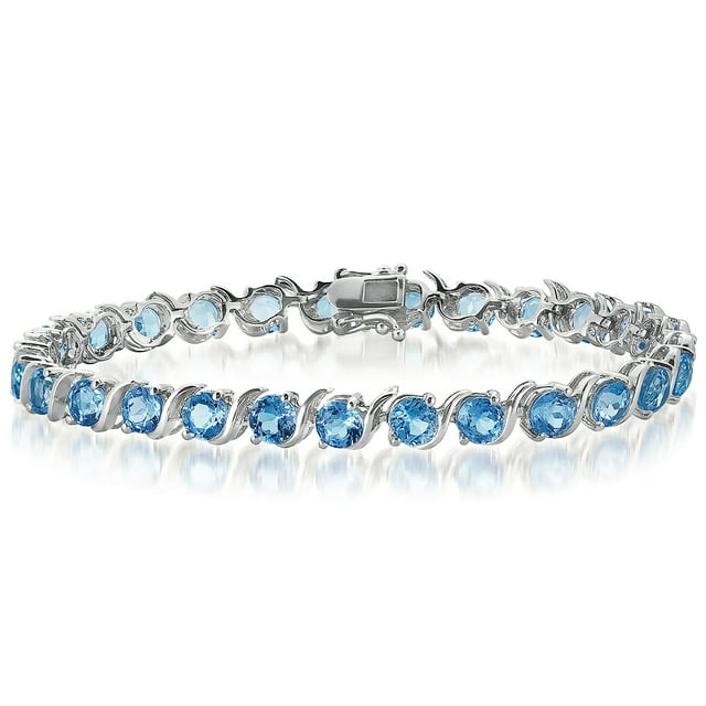 Round Cut Gemstone Swirl Tennis Bracelet in Sterling Silver