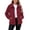 Red, variant on Edvintorg Outerwear for Women Plus Size Fleece Long Sleeve Zip up Jacket Fall Winter Loose Collared Coat with Pocket Women Clothing S-3XL Red