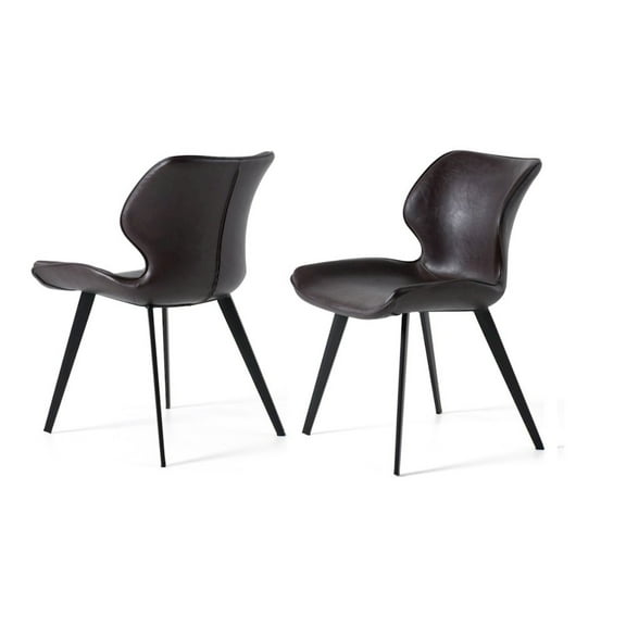 Modrest Moira 19" Modern Faux Leather Dining Chair in Dark Brown (Set of 2)