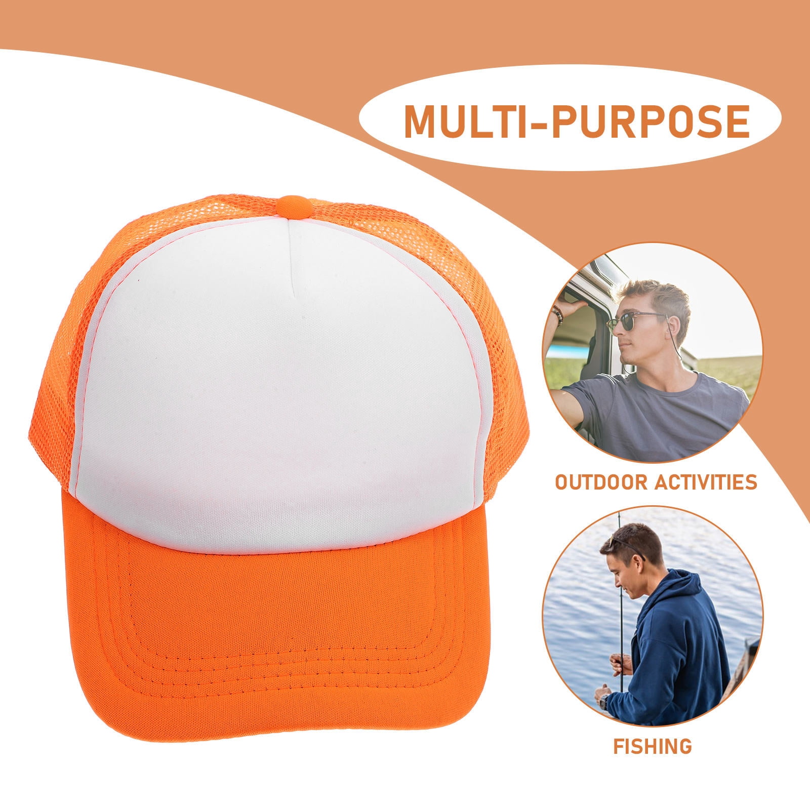 DINHEAROM 10Pcs Sublimation Blank Hats for Men and Women in Orange with Heat Transfer