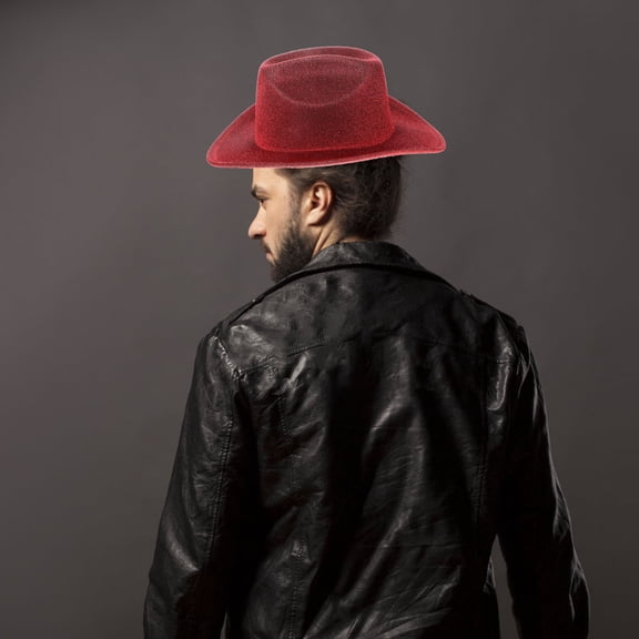 WEUVEB Western Cowboy Hat Men Dark Red Polyester Wide Brim Sun Protection Outdoor Hat