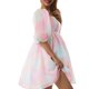 thumbnail image 3 of Txlixc Vestido casual con dobladillo grande para mujer, Estampado teñido anudado / Color sólido Cuello cuadrado Mangas abullonadas Falda de burbuja, S / M / L, 3 of 9