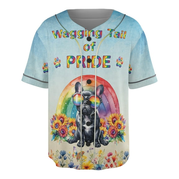 Wagging Tail French Bulldog Celebrates Rainbow Pride Month LGBT LGBTQ  All Over Print 3D Baseball Shirt Dog Lover Gifts Softball Sport - 01003