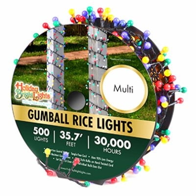 LED Gumball Cluster Riz Lights, 35,5 Pieds, Multicolore, 500-Ct. -LED-GMBR500-GMU