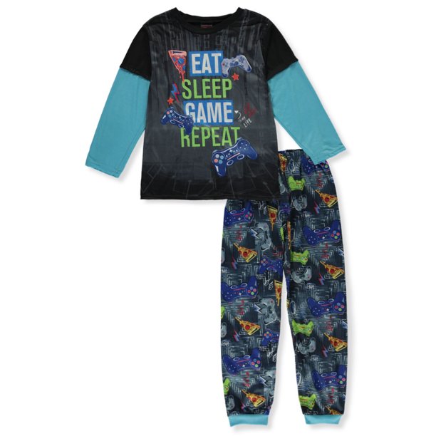 Quad Seven Boys' 2Piece Gamer Pajamas black multi, 16 18