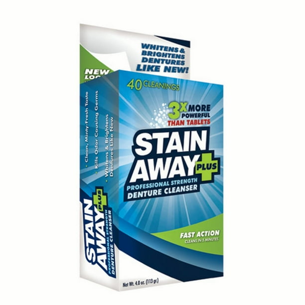 Stain Away Plus Denture Cleaner 4 Oz, 3 Pack