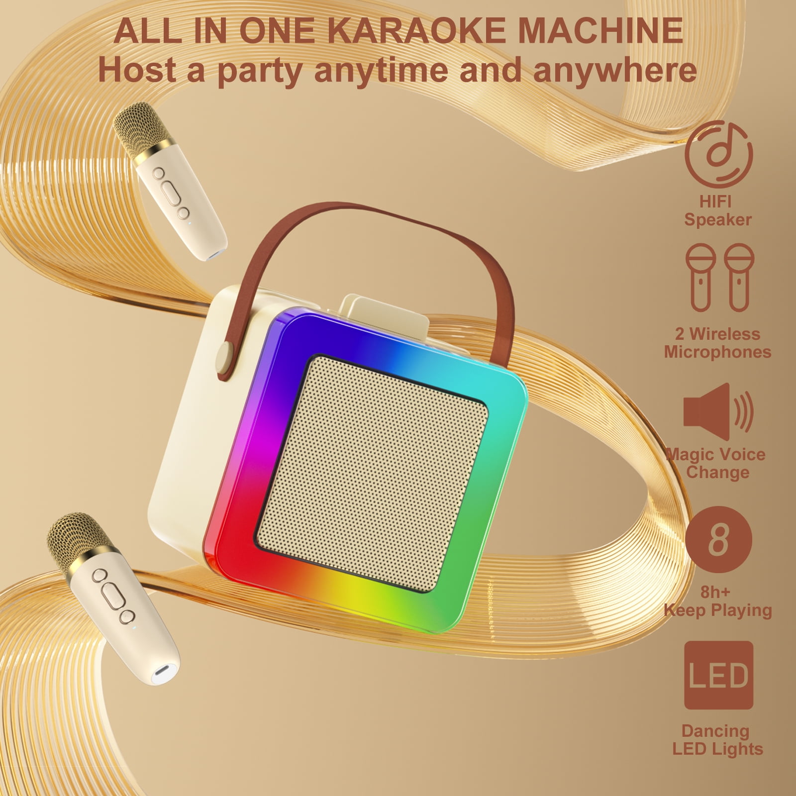 JYX Party Bluetooth Speaker with 2 Microphones, Stereo party speaker bluetooth for Outdoor