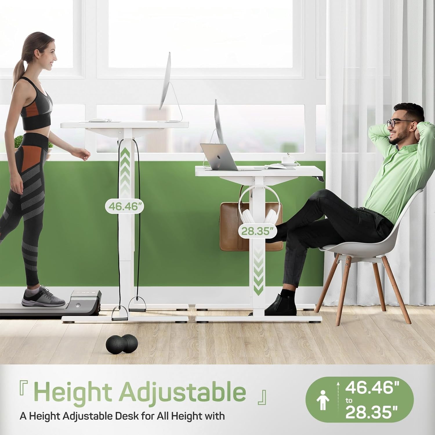 Electric Height Adjustable Standing Desk, 48x24 Inches, Ergonomic Sit-to-Stand Rising Computer Table for Home Office