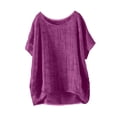 thumbnail image 6 of Bainana Loose Fit Summer Tshirt For Girls Solid Color Short Sleeve Crew Neck Tops Breathable Casual Little Girls Youth Kids School Holiday Dailywear Purple Size 15-16 Years, 6 of 7