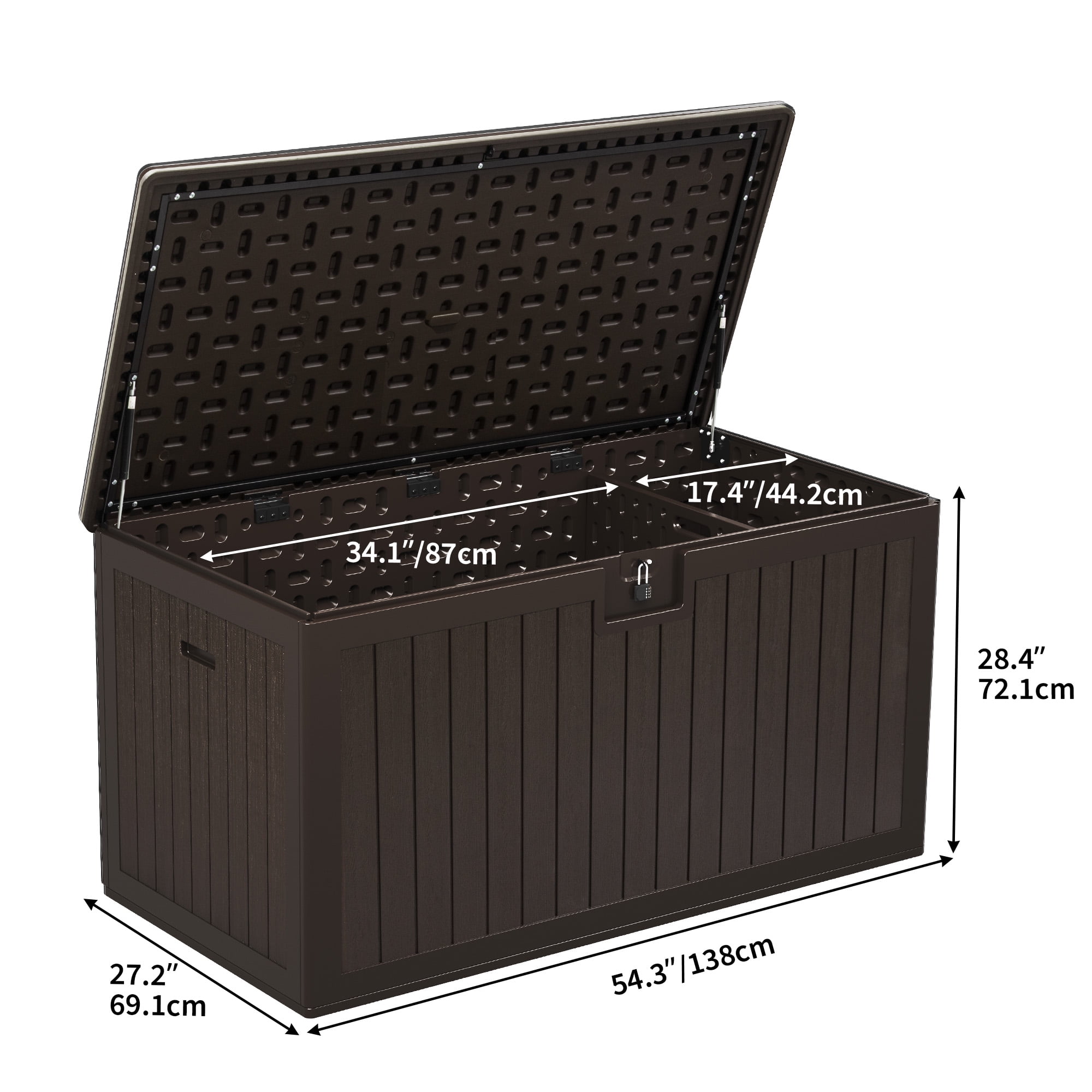 Dextrus 150 Gallon Outdoor Waterproof Deck Box, Brown, Weather-Resistant Storage Solution